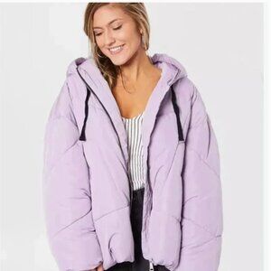 Free People Hailey Purple Oversized Puffer Jacket XS